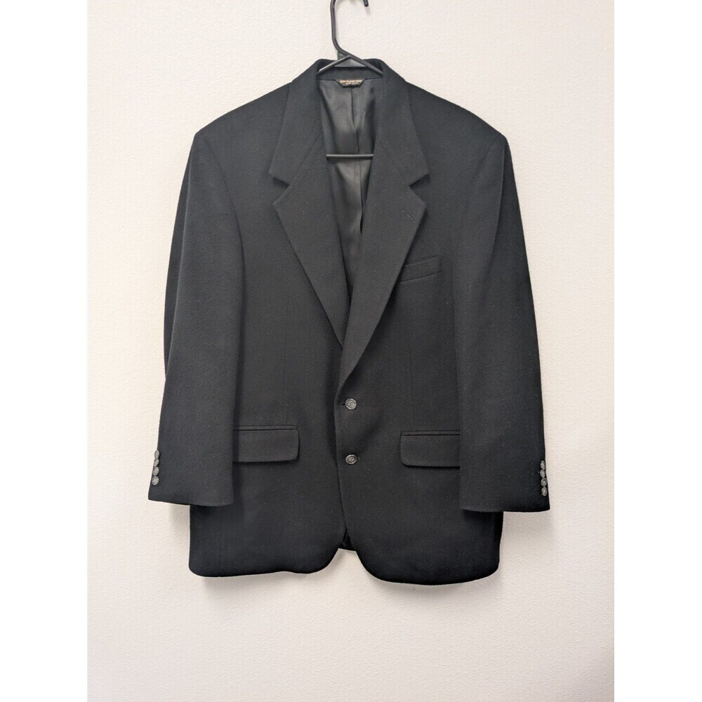 Bill Blass Black Label Mens Black 100% Camel Hair 2 Button Blazer Jacket sz 42R